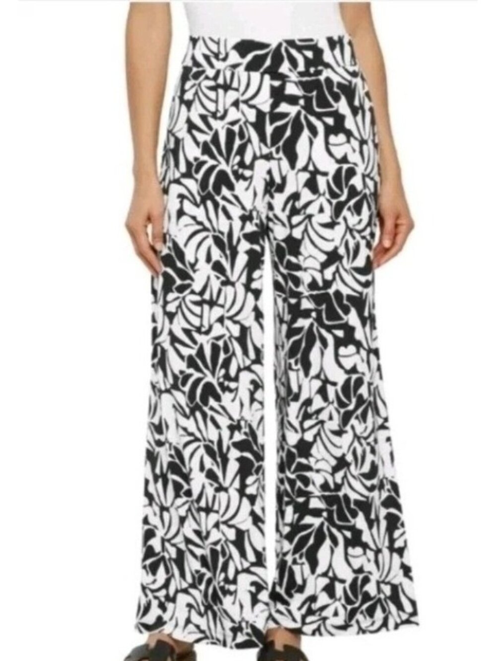 NWT Three Dots Women's XL Pull on Wide-Leg Pants Floral Print Stretched